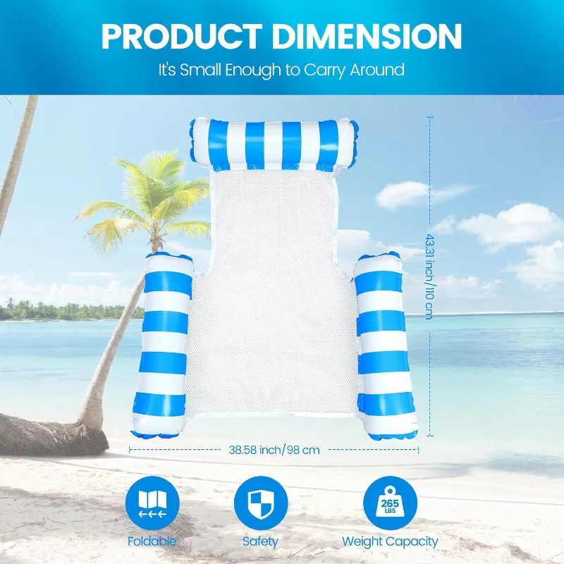 Aufblasbare Wasser-Hängemattenliege, faltbare schwimmende Matratze für Strand, Sonnenbaden, tragbares Lounge-Bett, Erwachsene, Kinder, Sommer-Schwimmspielzeug Image