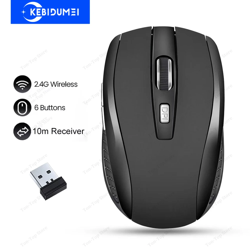 2,4G Drahtlose Maus 6 Tasten Gaming Maus Ergonomische Stille Maus 1600DPI Optische Büro Maus Mäuse für PC Laptop macBook Windows Image