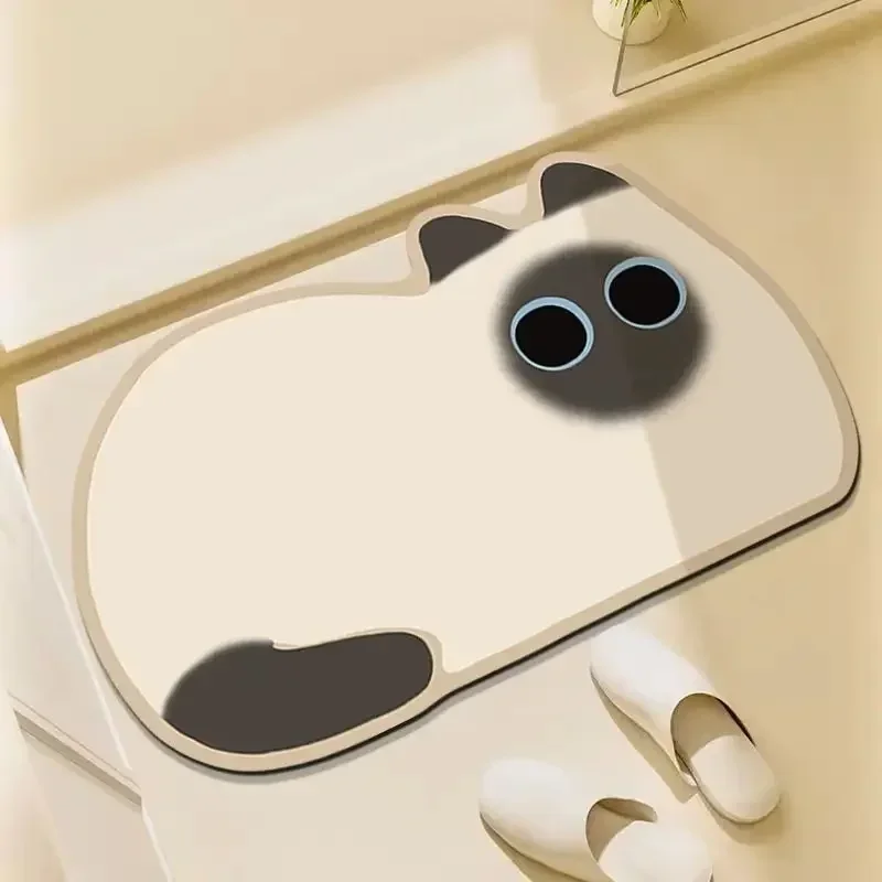 Kieselalgen Schlamm Badezimmer Toilette saugfähige Bodenmatte Toilette Tür Bodenmatte Haushalt rutschfeste niedliche Cartoon-Teppichmatte Image