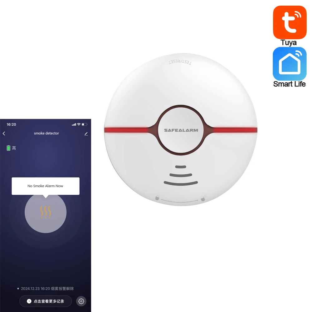 Smart Life Tuya Rauchmelder Home Security Feueralarm 2,4G WiFi Sensor Standalone Drahtlose Zigarette Kompatibel Alexa Google Image