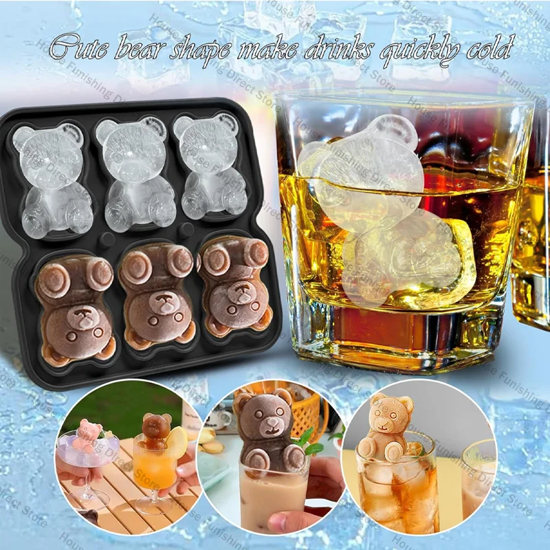 Niedliche Teddybär-Eiswürfelform, flexible Eiswürfelform aus lebensmittelechtem Silikon, Eiswürfelform für den Gefrierschrank Image