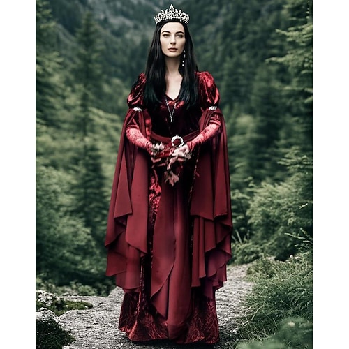 Mittelalterlich Renaissance Kleid Abschlussballkleider Hexe Wikinger Keltischer Ritter Kostüm Damen Keltisch königlich Walpurgisnacht Halloween Karneval Maskerade Leistung LARP Renaissance-Messe Image