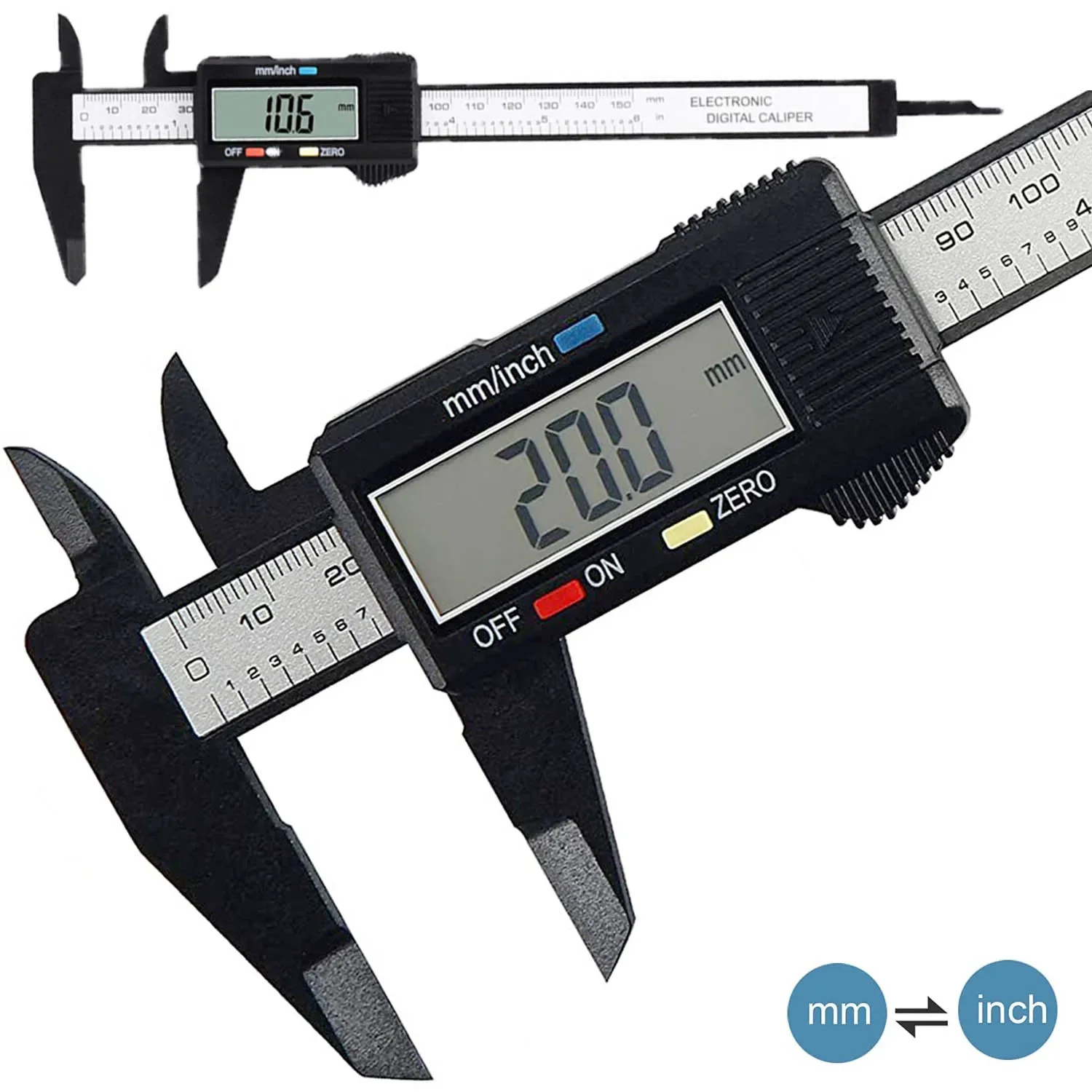150mm 100mm Elektronischer Digitaler Messschieber Kohlefaser Zifferblatt Messschieber Mikrometer Messwerkzeug Digitales Lineal Image
