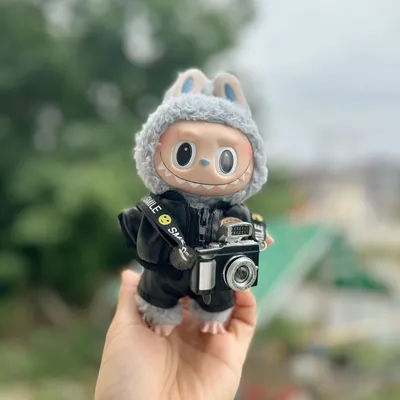 17cm Cool Leather Suit Labubu Clothes Plush Idol Dolls Jumpsuit Fashionable Jacket Leather No Doll