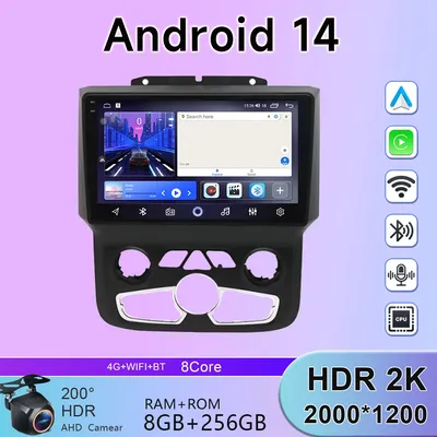 9 inch Android 14 Car Radio For Dodge Ram 1500 2500 3500 2013-2018 Manual AC Stereo Head Unit