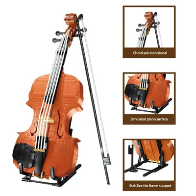 Creative Classic Idea Artist Violin Building Blocks Collection Musical Instrument Model Assembly