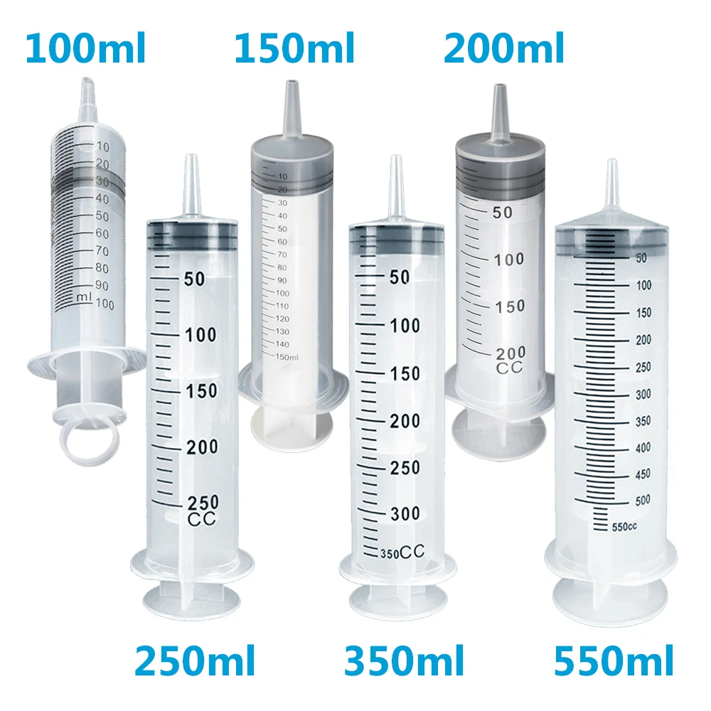 Grande capacità 50 100 150 200 250 350 550ml siringa pompa di plastica siringa di misurazione dei nutrienti riutilizzabile con tubo flessibile da 100cm