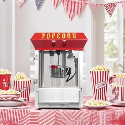 6 oz red popcorn popper, safety tempered glass, convenient on/off switch design, suitable for family gatherings, bar