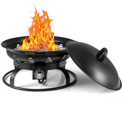 Costway 21 Inch Diameter Propane Gas Fire Pit Patio Portable Fire Bowl-Black