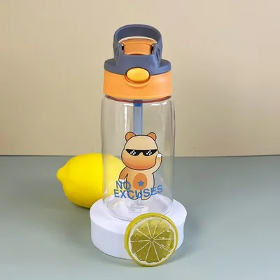 480ml Cute animal Cup Water Bottles Creative Cartoon Cups With Straws And Lids Spill Proof Portable Drinkware