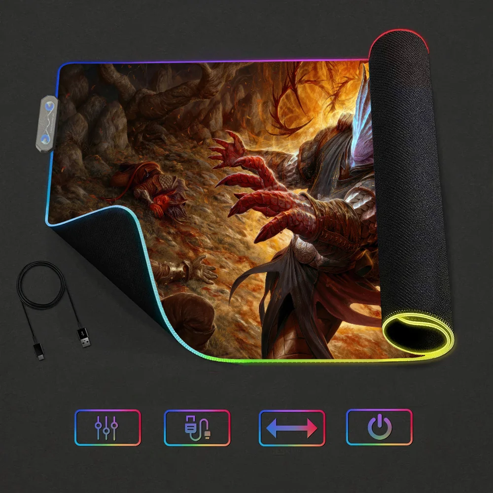 Mauspads, Matte, Gaming-Mauspad, LED-Tischpads, Hintergrundbeleuchtung, Gummi, Desktop, XXL, Baldurs, RGB, Schreibtisch, 3, Micro Gate, USB Image