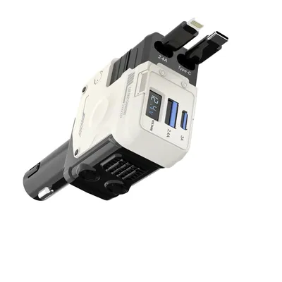 66 W USB-C-Autoladegerät-Adapter, einziehbares 4-in-1-Autoladegerät mit 2 USB-Anschlüssen, Autoladegerät für iPhone 16/15/14/13/12/11 und Andr