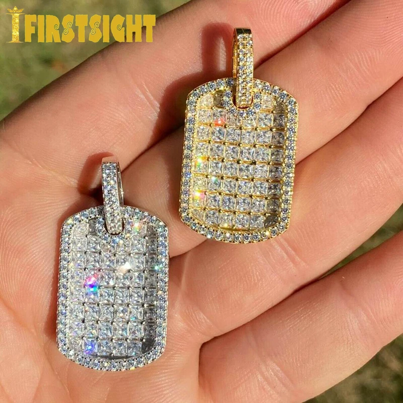Neue Iced Out Bling Quadrat Anhänger Halskette Für Männer Frauen Geschenke Silber Farbe Tennis Kette AAA Zirkon Charme Hüfte Hop schmuck Image