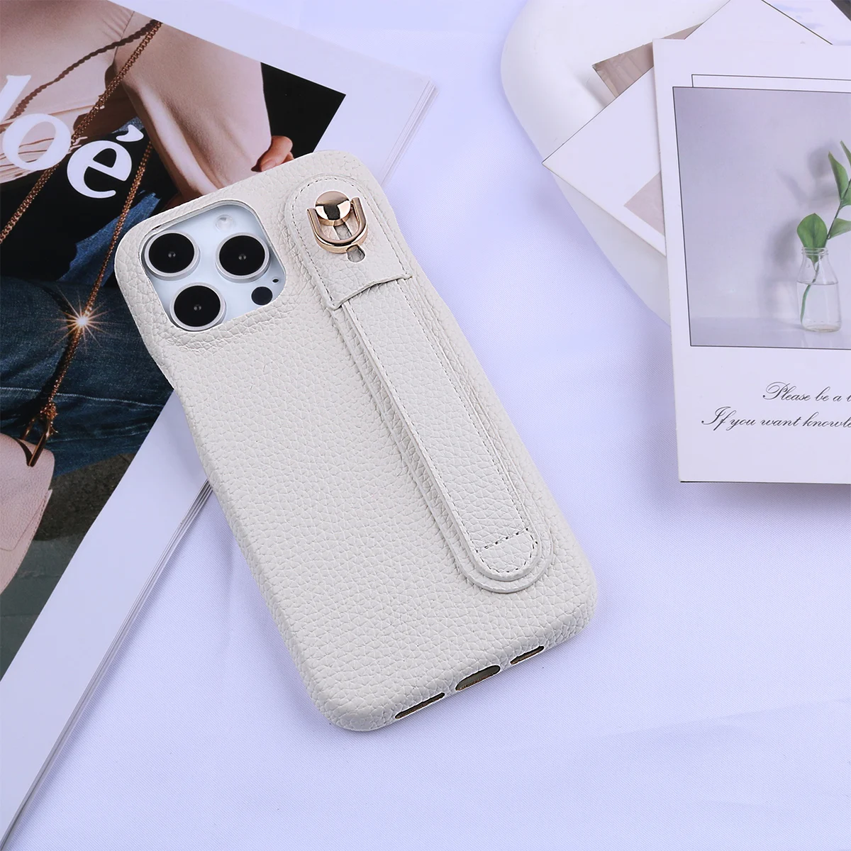 Luxuriöse Handyhülle aus PU-Leder mit Handschlaufe für iPhone 16 Pro Max 16 Plus, multifunktionale, modische Anti-Fall-Abdeckung Image