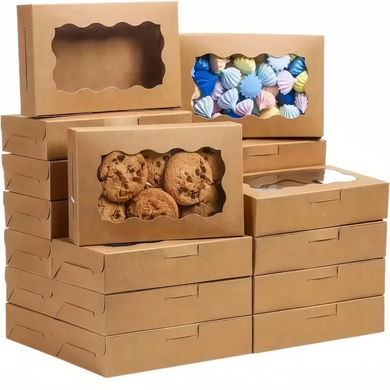 5/10-teilige Geschenkbox mit klarem Fenster – für Desserts, Gebäck, Süßigkeiten und Schokolade – perfekt für Hochzeiten, Geburtstage und mehr Image