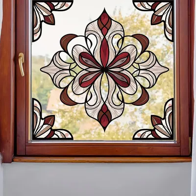 1 Stück PVC abnehmbare kreative geometrische Muster Fensteraufkleber für Küche Wohnzimmer Dekor marokkanischen Stil Wandtattoos Image
