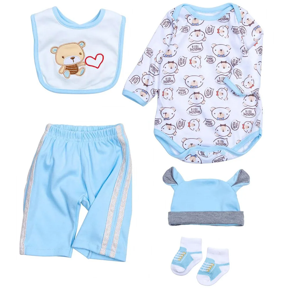 Reborn Baby Dolls Kleidung Junge 18 Zoll Hellblau Outfits Sets für 17-19 Zoll Reborn Puppe Neugeborene