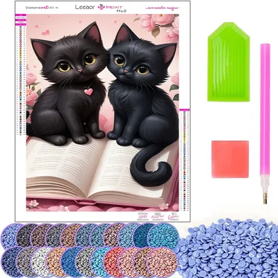 New Collection 2024 Diamond Painting Cartoon Black Cat Full Diamond Mosaic Home Wall Decor Cross