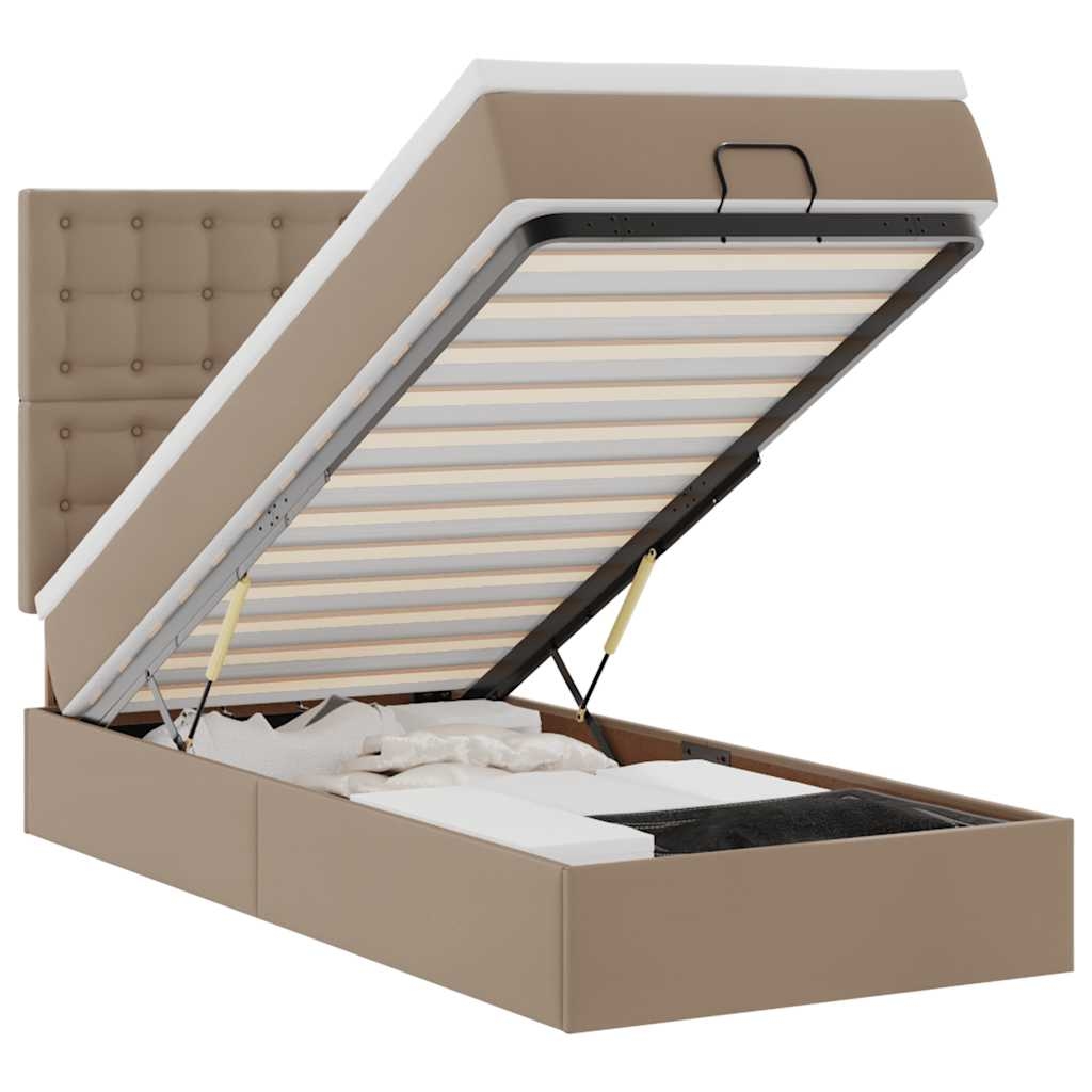 vidaXL Ottoman-Bett mit Matratze & LEDs 100x200cm Kunstleder Image