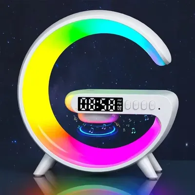 G Wireless Charger Stand Alarm Clock Bluetooth Speaker LED Lamp RGB Night Light For iPhone Samsung