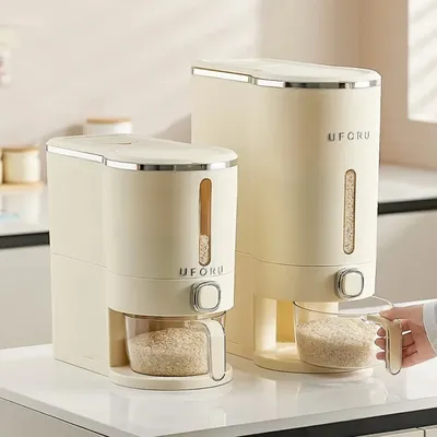 Large Rice Container With Measuring Cup Household Kitchen Insect Prevention Grain Container Rice