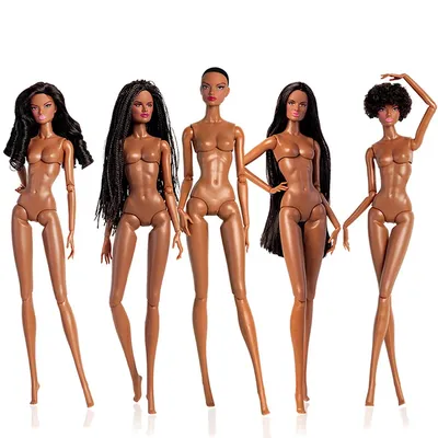 32cm Supermodel Doll 1/6 Doll Nude Naked Doll With Black Skin Curly Hair 12 Joint Movable Body +