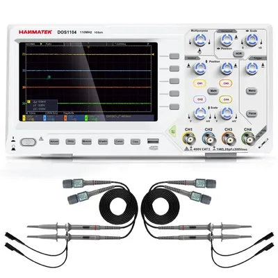 Digital Oscilloscope with 4 Channels and Screen 7 inch / 18 cm, Portable Professional Oscilloscope