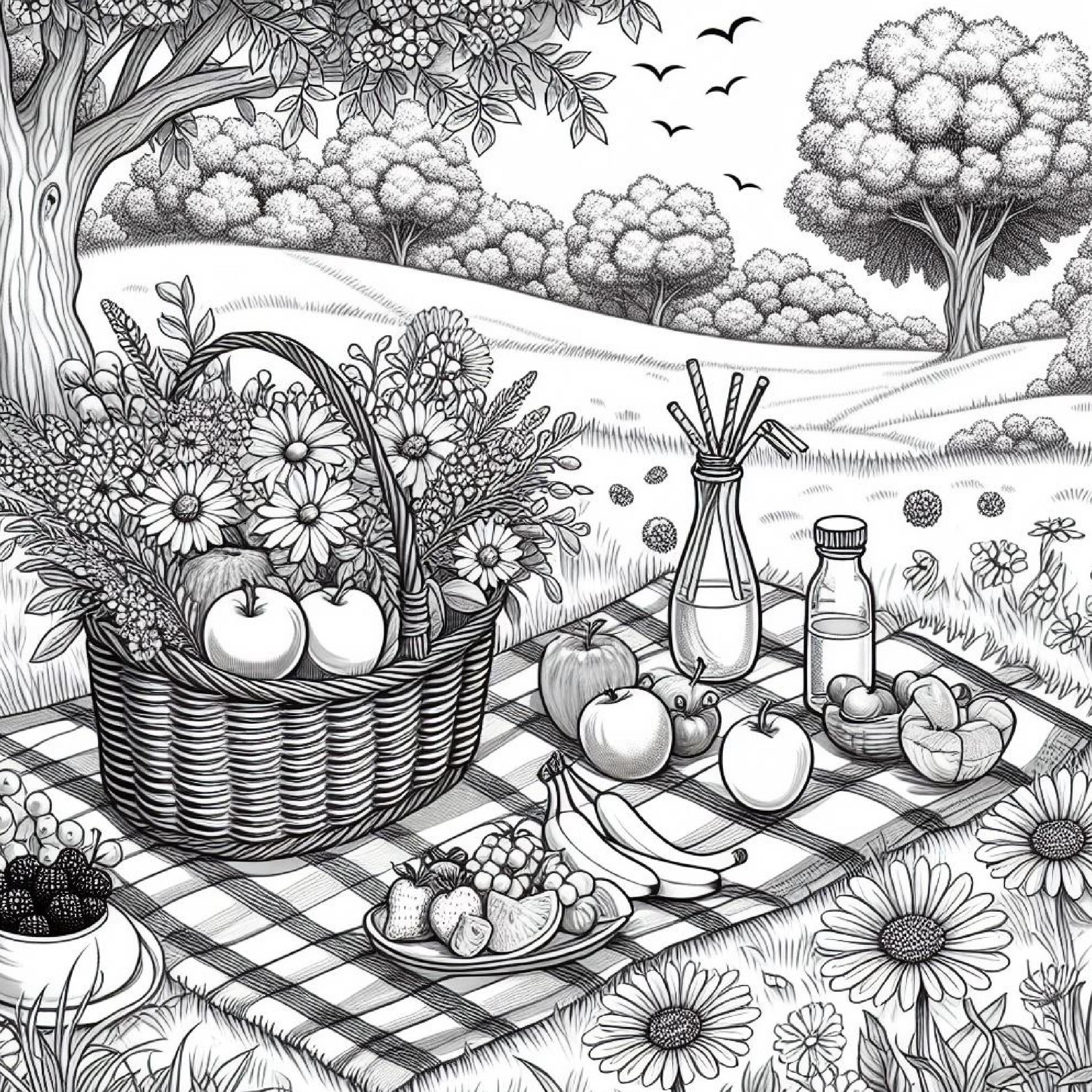 41 pagine da colorare di cesto di frutta, libro da colorare, libro da colorare per adulti, libro da colorare per bambini, pagine da colorare per bambi