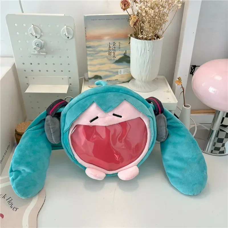 Borsa Anime Hatsune Miku Versione Q, Borsa Peluche Kawaii, Bambola Modello, Giocattolo Imbottito, Borsa a Tracolla, Zaino Trasparente, Regali