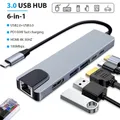 Docking station RJ45 6 in 1 USB 3.0 Supporta hub di ricarica inversa da 65 W USB tipo C Docking station per laptop ad alta trasmissione USB C