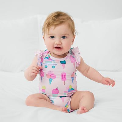 Pink Sweet Scoops Flutter Bodysuit - 12-18 months