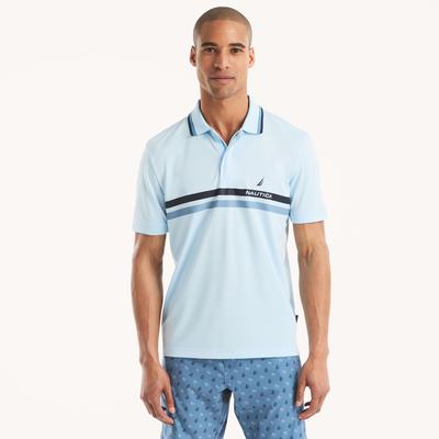 Nautica Men's Navtech Striped Classic Fit Polo Ice Blue, XXL