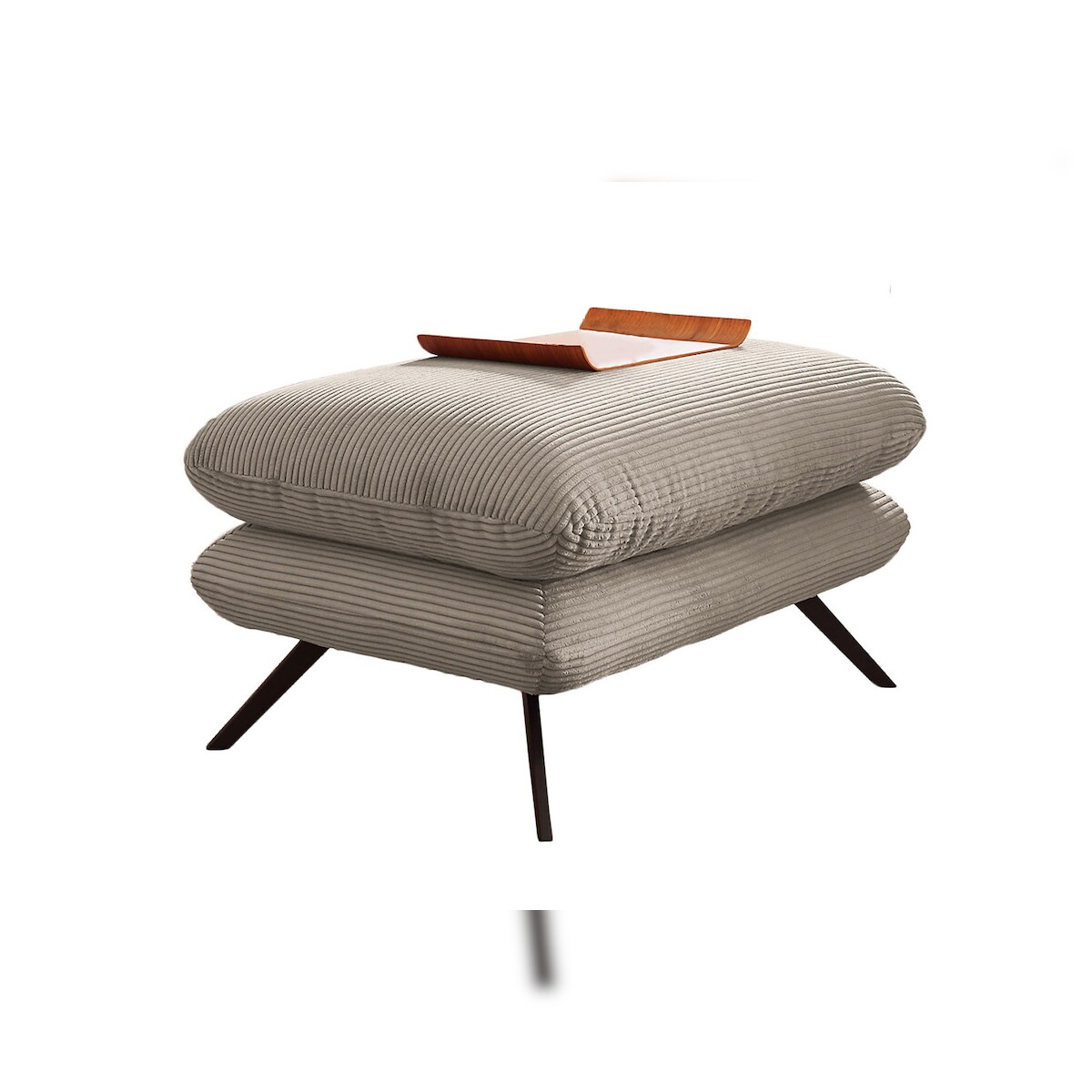 KAWOLA Hocker CHARME Hockerbank groß Cord steingrau Image