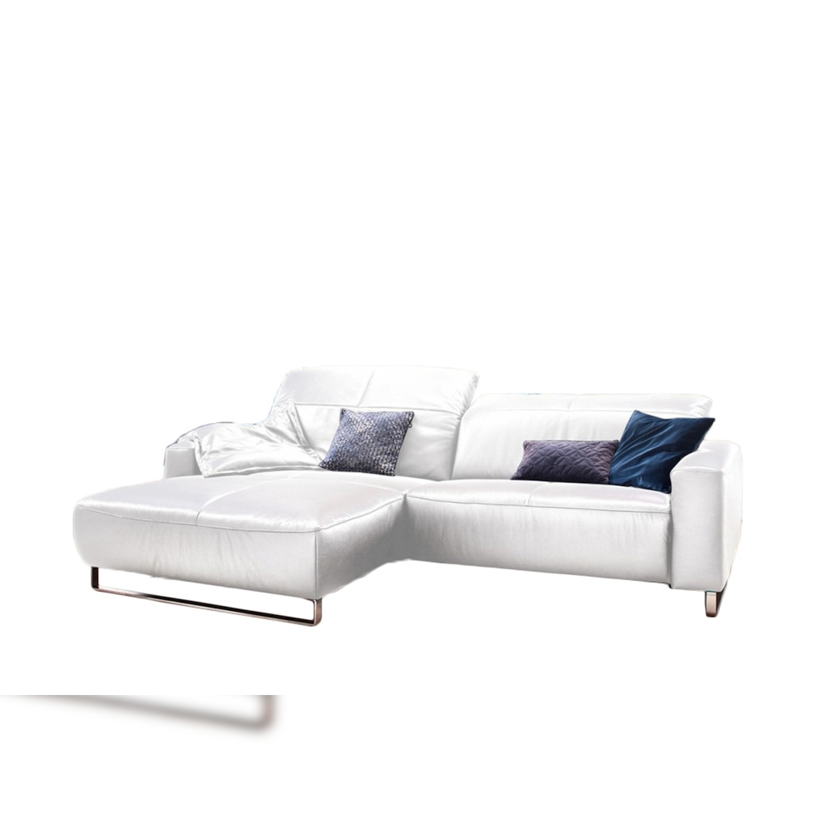 KAWOLA Sofa YORK Leder Life-line white Rec links Fuß Metall Chrom matt Image