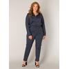 Stoffhose BASE LEVEL CURVY "Liana", Damen, Gr. 54/56, Länge 30, blau (dunkelblau), Web, Obermaterial: 75% Polyamid, 25% Elasthan, unifarben, casual, lang, Hosen, Sommerhose mit Stretch und Kordelzug, im Jeggings-Style