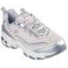 Sneaker SKECHERS "D'LITES-CHROMATIC", Damen, Gr. 37, silber (natur, silberfarben), Lederimitat, Textil, metallic, modisch, Schuhe, Plateausneaker, Schnürschuh mit Metallic Einsätzen