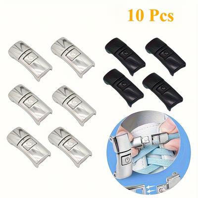 TEMU 10pcs Quick Release No Laces Required Snap Lock Shoe Clips For - Easy Adjustment, Durable Metal & Black , Secure -day