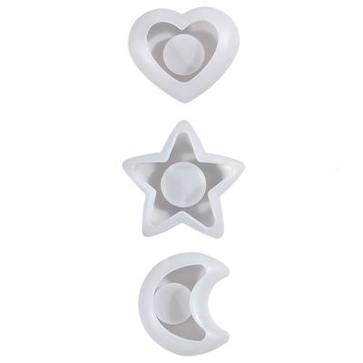 TEMU 3pcs Star Moon Heart Silicone Molds, Irregular Shape, For Candle Making, Handicraft, Holiday Decoration Image