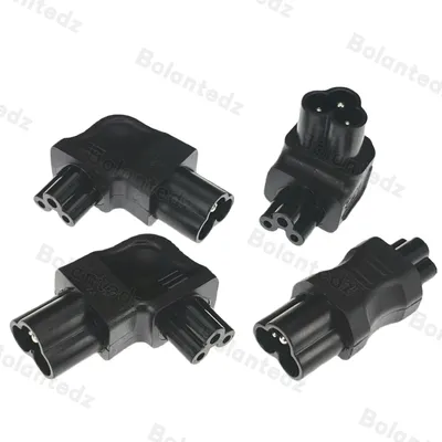 1Pcs IEC320 C5 TO C6 Extension Power Adapter C6 TO C5 Clover Shape 3 Pin Male To Female Right Angle Side Bend Power Connector