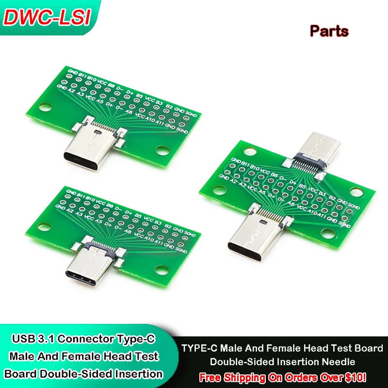 USB3.1 Stecker Typ-C Adapter Board PCB Board Buchse/Stecker Konverter 24P Zu 2,54 MM Umwandlung Test Board USB3.1 Modul Image