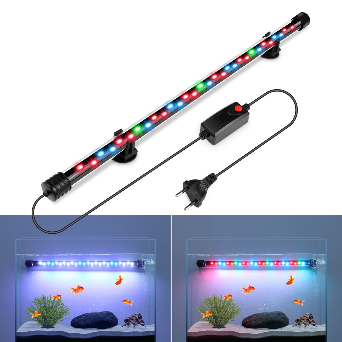 Aquarium-Lampe, wasserdicht, IP68, Aquarium-LED-Licht, 18 cm, 28 cm, 38 cm, 48 cm, Aquarium-Deko mit Netzkabel, EU-Stecker, 220 V, US-Stecker 110 V