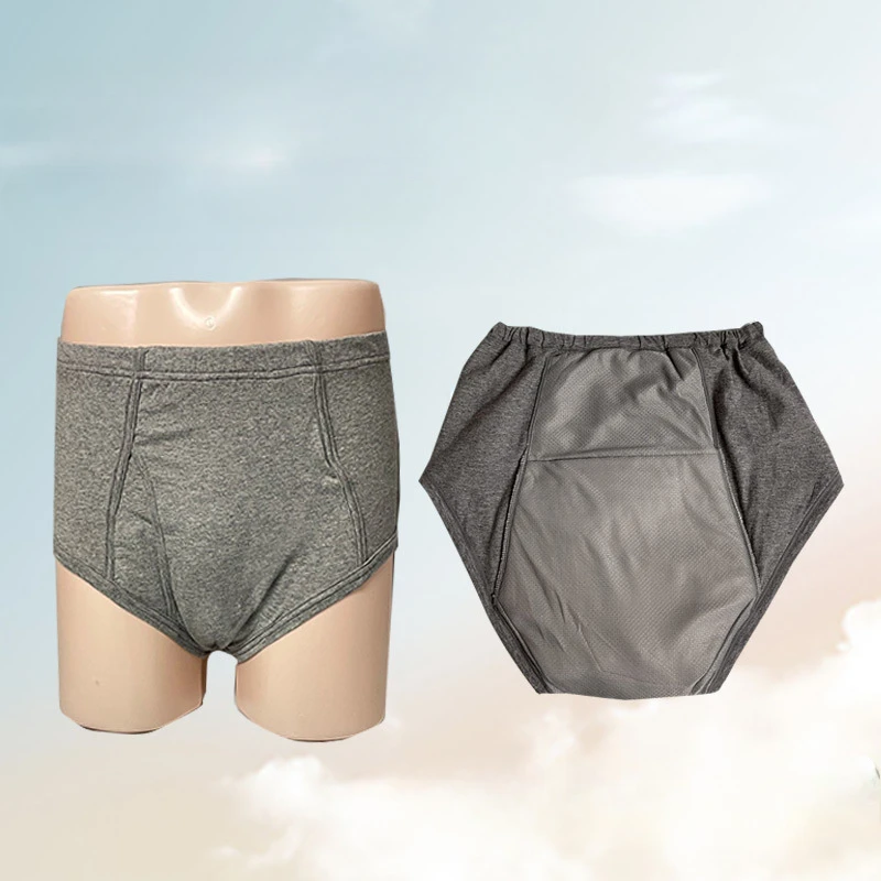 Männer Windel Unterwäsche Harn Inkontinenz Ältere Auslaufsichere Pflege Hosen Schritt Windel Wasserdicht Waschbar Atmungsaktive Unterwäsche Image