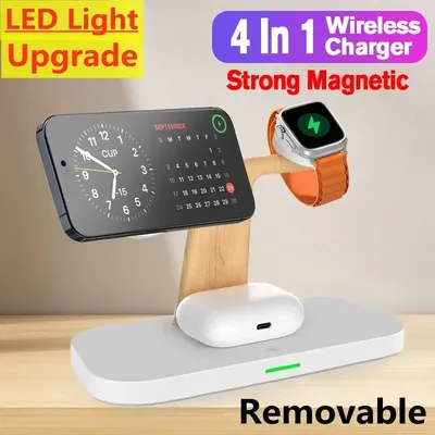 4 in 1 magnetischer kabelloser Ladest änder für iPhone 16 15 14 13 Pro Max Apple Watch 1-9 Airpods Image