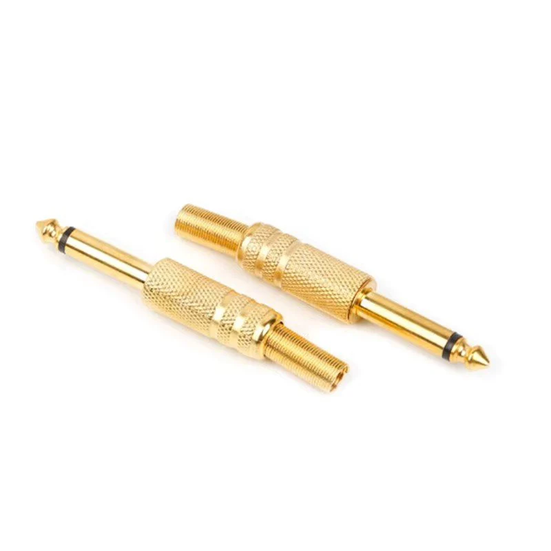 5Pcs Löten L15 6,5mm Metall Mikrofon jack plug-in Audio für KTV Vergoldet 6,35mm Stecker 1/4 Mono Jack Stecker Audio Stecker Image