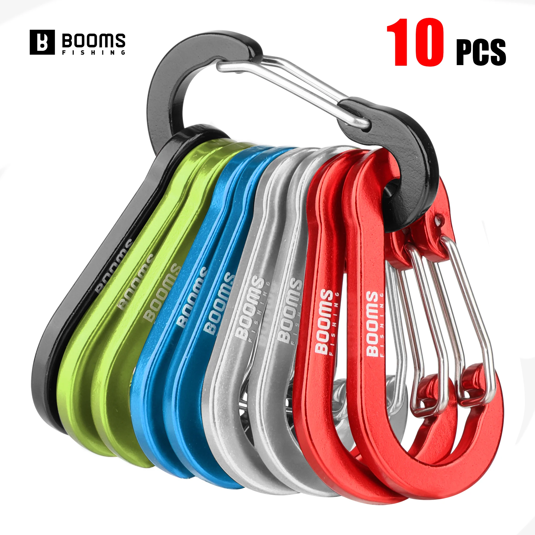 Ausleger Angeln CC1-10 Stück Mehrzweck-Kleine Clips Schlüsselanhänger Karibon Clip 2 Zoll Aluminium D-Ring Karabiner Angelzubehör Image