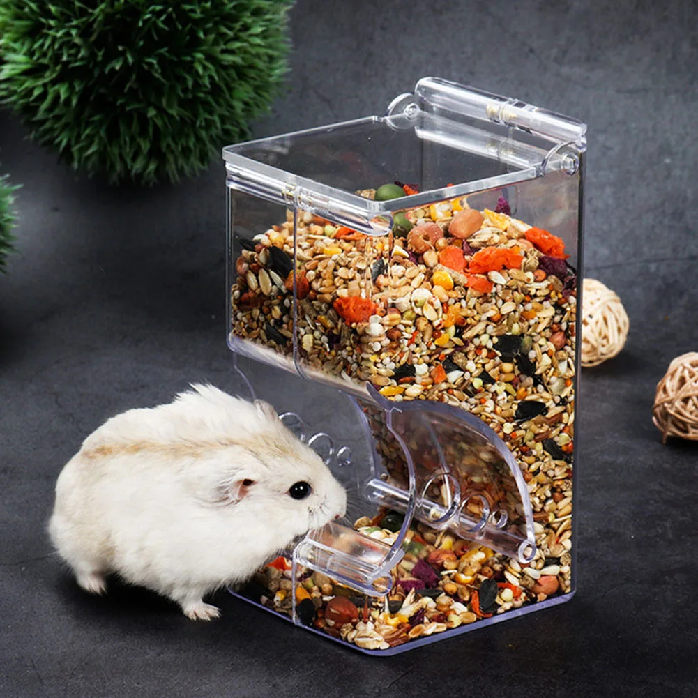 ﻿ 2-1PCS Cute Hamster Samll Animal Automatic Pet Food Feeder Convenient Strong Clear Transparent Safe Food Bowl for Hamster Bird