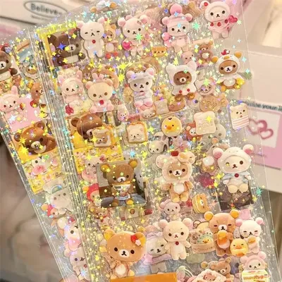 5sheets Rilakkuma Waterproof Cutting film sticker Hand account materials Water cup Desktop