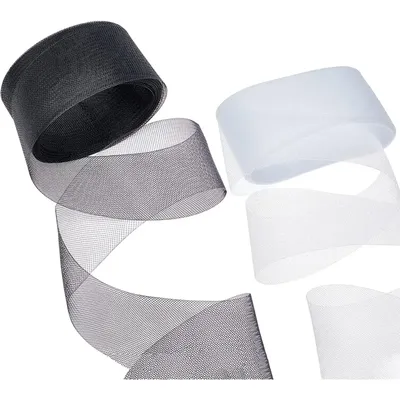 20 Yards 2 Colors Stiff Horsehair Braid Horsehair Mesh Braid Trim About 3" Wide Polyester Stiff Ribbons for Boning Sewing