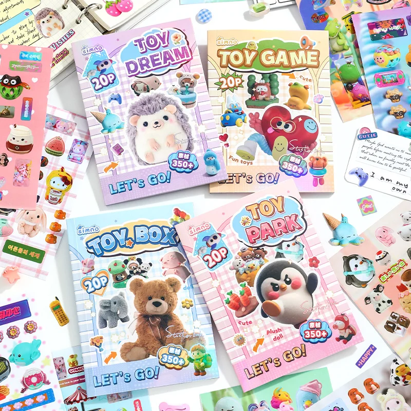 Toy Series Sticker Book Cute Cartoon DIY Notebook Goo Card DIY Phone Case Decorative Material Sticker Book Stationery Sticker