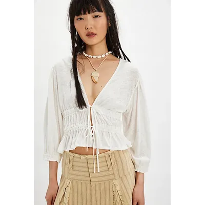 Let's Go Blouse at Free People in Ivory, Size: Medium